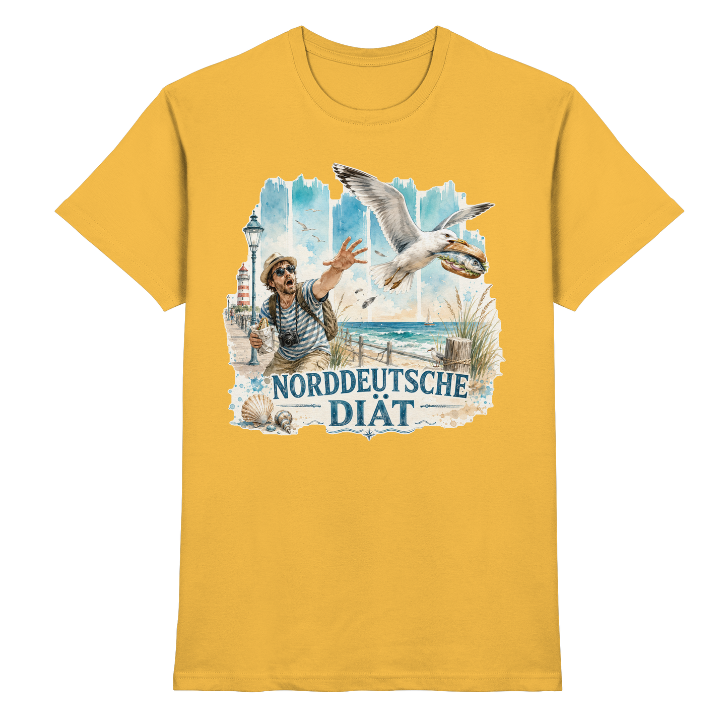 Norddeutsche Diät – Herren Shirt für Fischbrötchen-Fans mit Humor