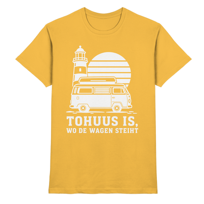 Tohuus is, wo de Wagen steiht – Herren Shirt für Camper und Küstenfans