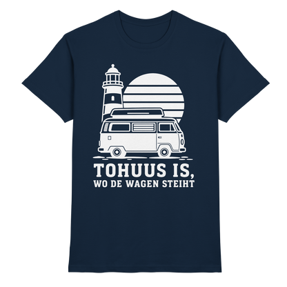 Tohuus is, wo de Wagen steiht – Herren Shirt für Camper und Küstenfans