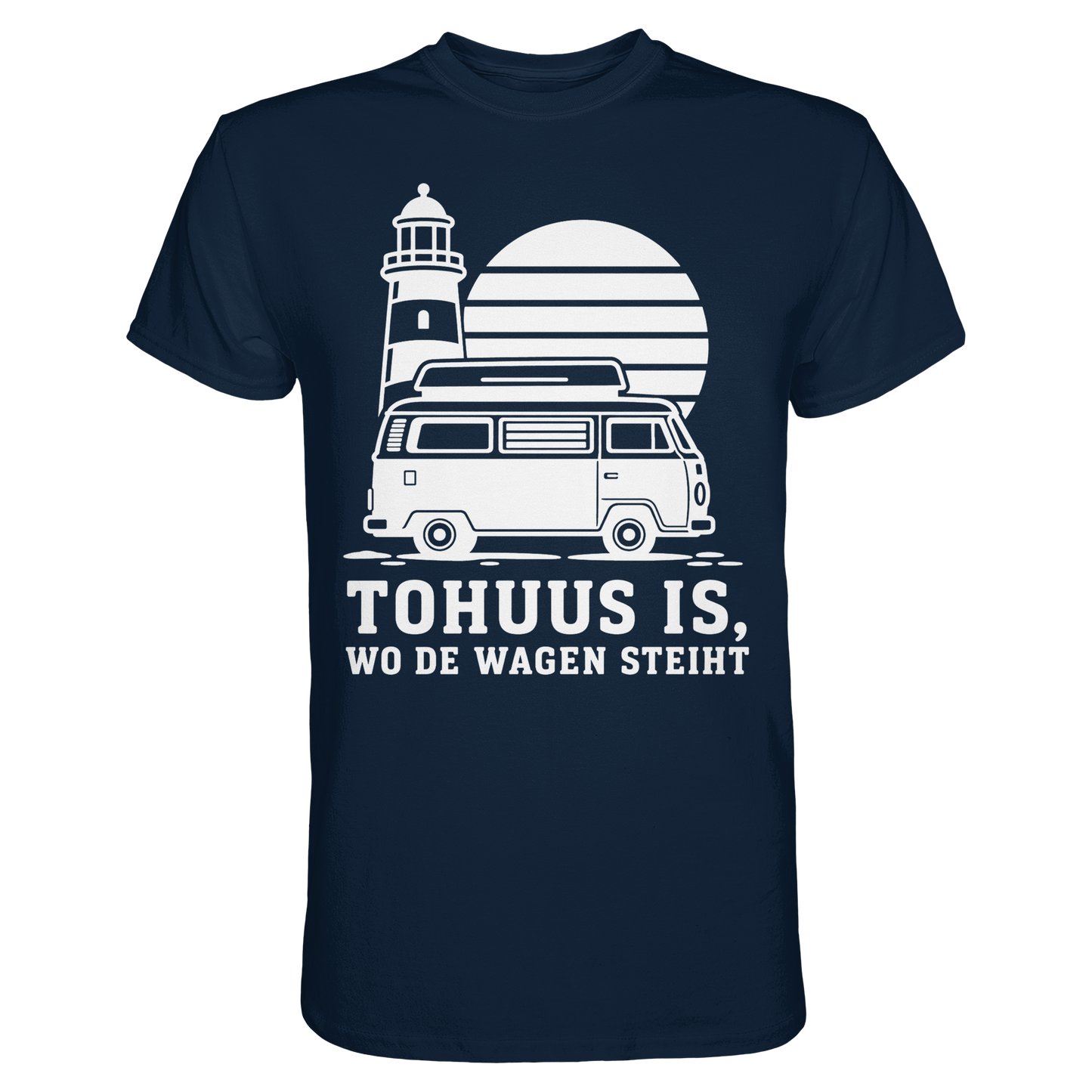 Tohuus is, wo de Wagen steiht – Herren Shirt für Camper und Küstenfans