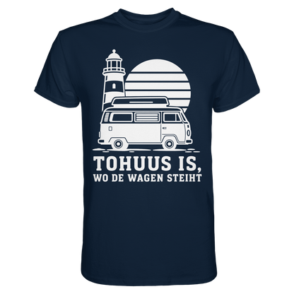 Tohuus is, wo de Wagen steiht – Herren Shirt für Camper und Küstenfans