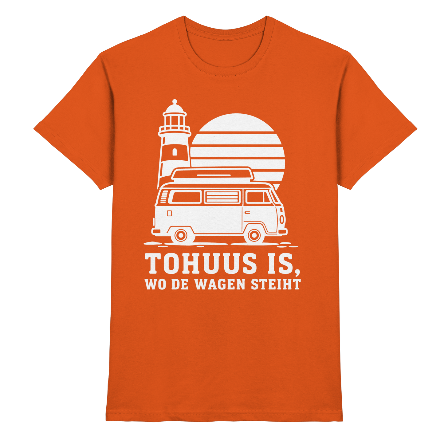Tohuus is, wo de Wagen steiht – Herren Shirt für Camper und Küstenfans