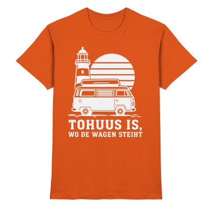 Tohuus is, wo de Wagen steiht – Herren Shirt für Camper und Küstenfans