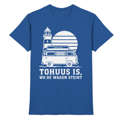 Tohuus is, wo de Wagen steiht – Herren Shirt für Camper und Küstenfans