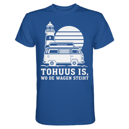Tohuus is, wo de Wagen steiht – Herren Shirt für Camper und Küstenfans