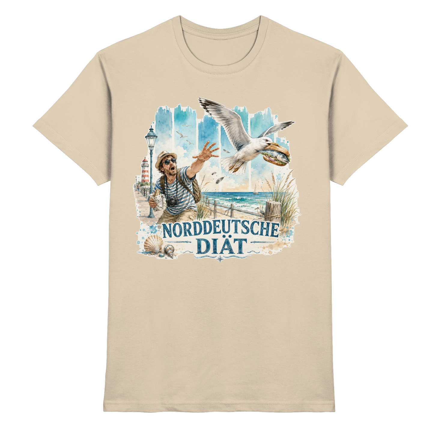 Norddeutsche Diät – Herren Shirt für Fischbrötchen-Fans mit Humor