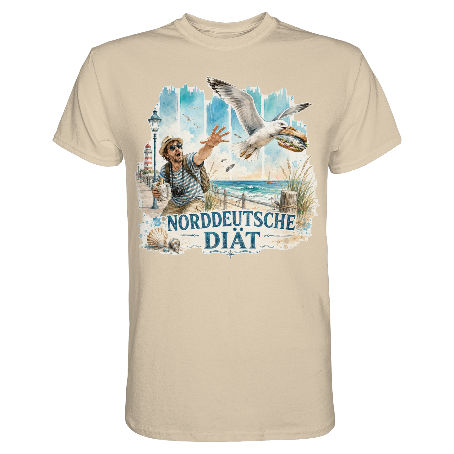 Norddeutsche Diät – Herren Shirt für Fischbrötchen-Fans mit Humor