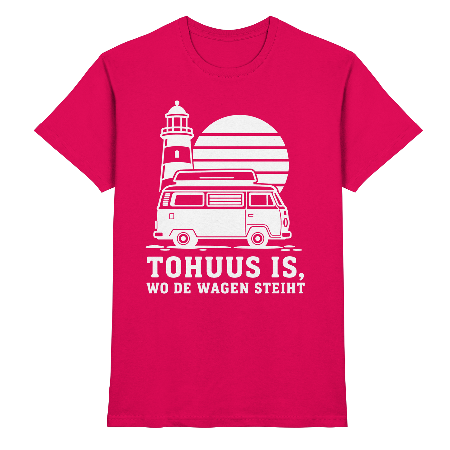 Tohuus is, wo de Wagen steiht – Herren Shirt für Camper und Küstenfans
