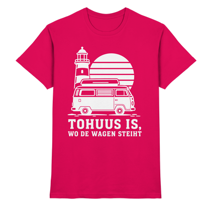Tohuus is, wo de Wagen steiht – Herren Shirt für Camper und Küstenfans