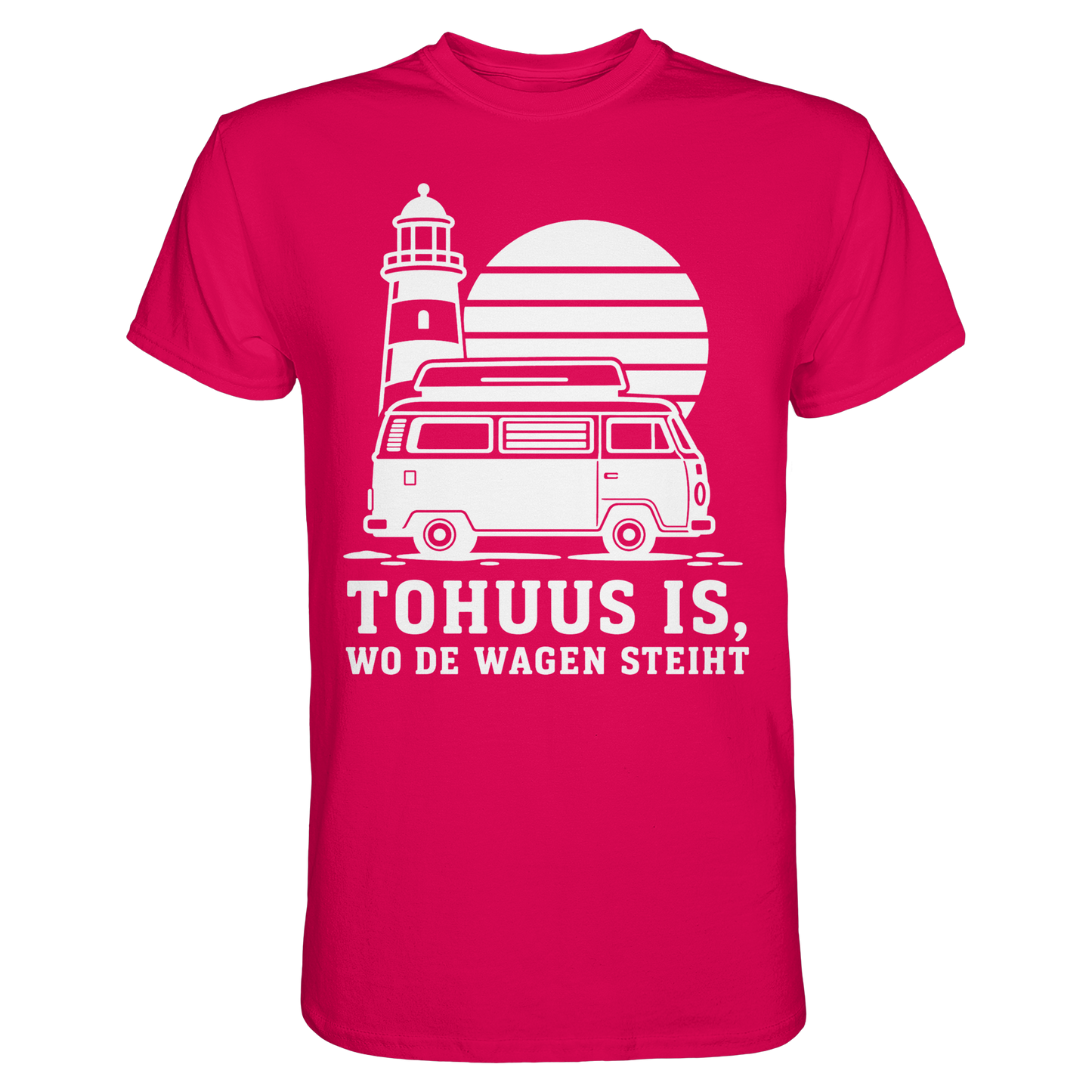 Tohuus is, wo de Wagen steiht – Herren Shirt für Camper und Küstenfans