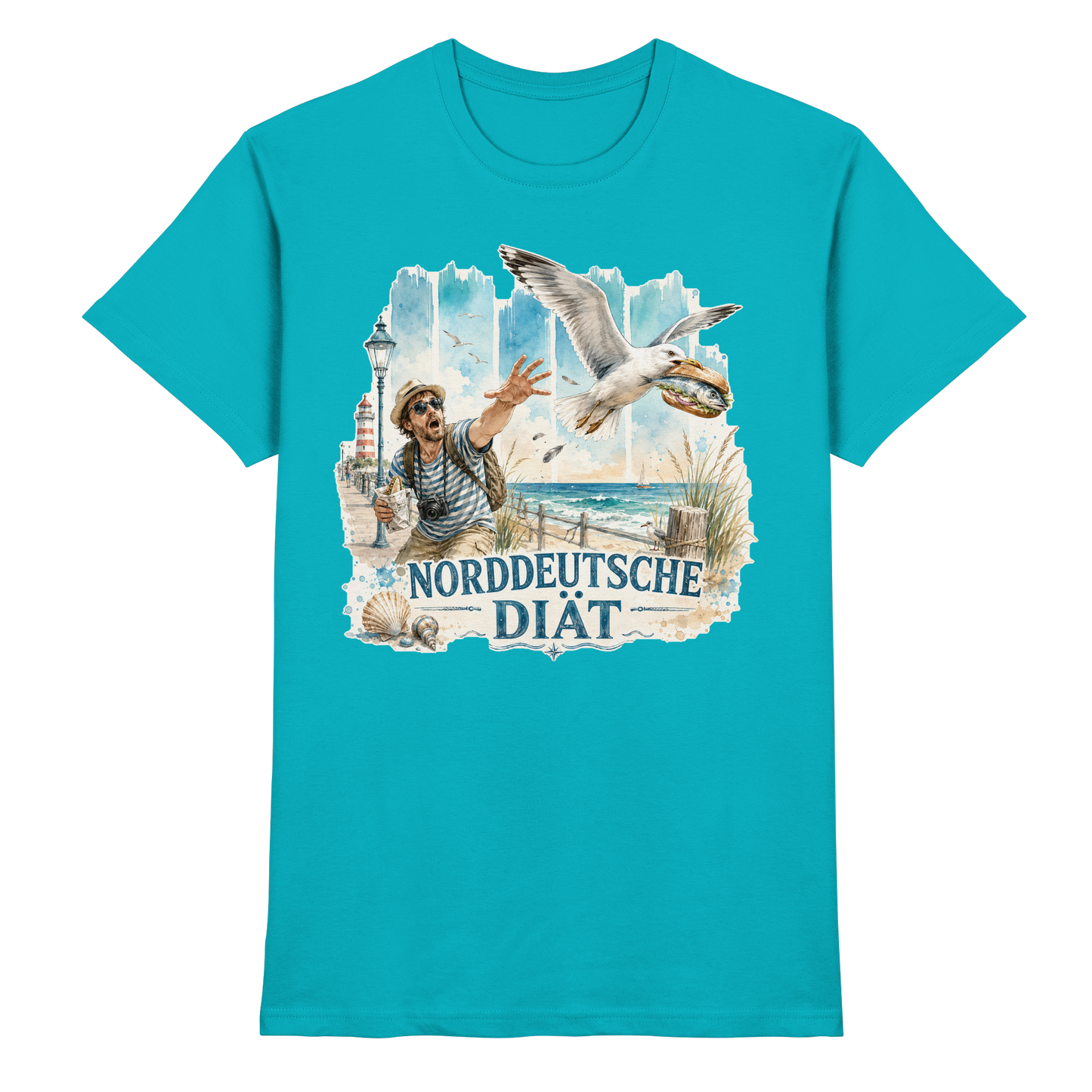 Norddeutsche Diät – Herren Shirt für Fischbrötchen-Fans mit Humor
