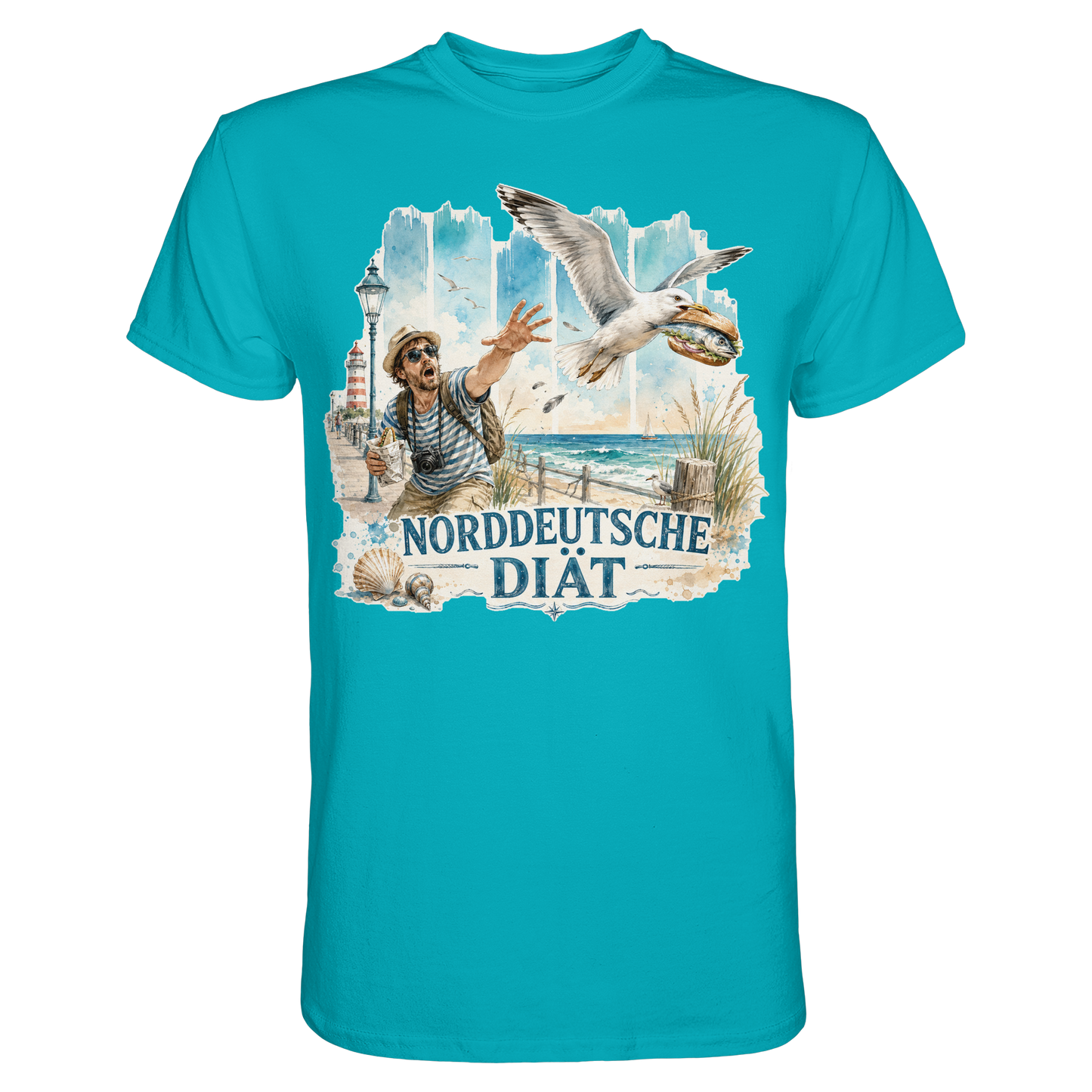 Norddeutsche Diät – Herren Shirt für Fischbrötchen-Fans mit Humor