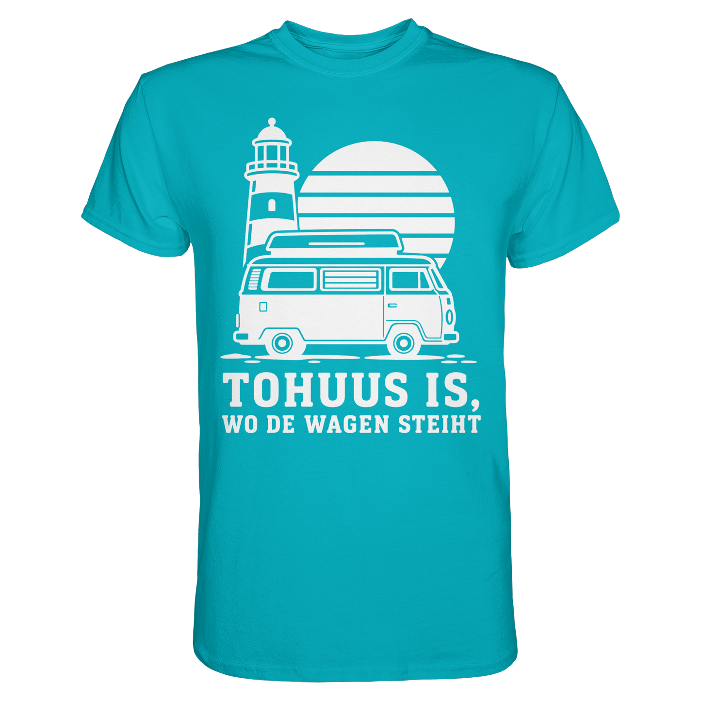 Tohuus is, wo de Wagen steiht – Herren Shirt für Camper und Küstenfans