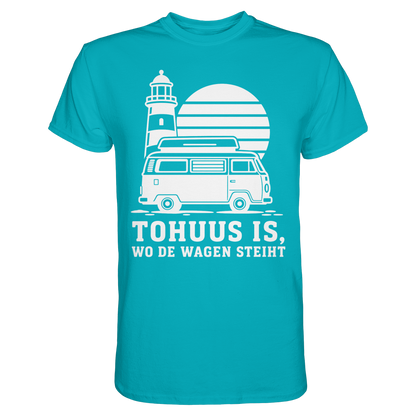 Tohuus is, wo de Wagen steiht – Herren Shirt für Camper und Küstenfans