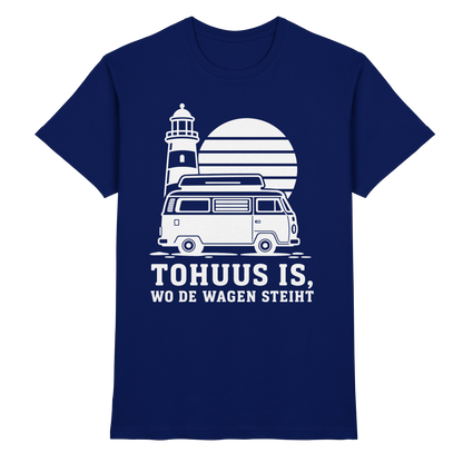 Tohuus is, wo de Wagen steiht – Herren Shirt für Camper und Küstenfans
