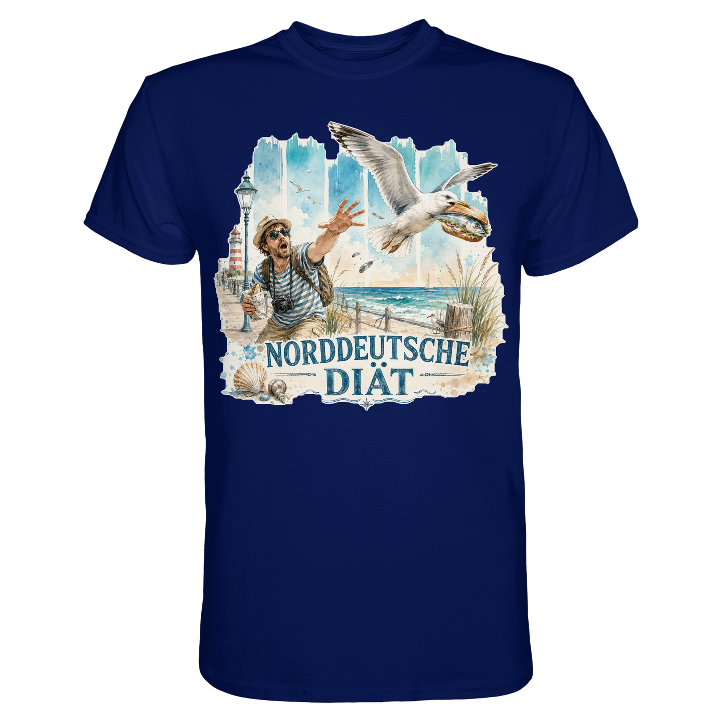 Norddeutsche Diät – Herren Shirt für Fischbrötchen-Fans mit Humor