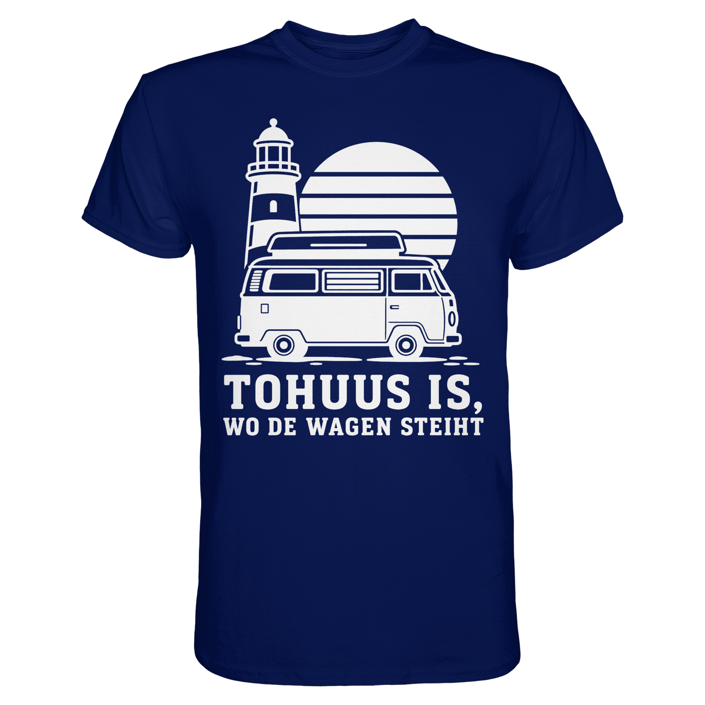 Tohuus is, wo de Wagen steiht – Herren Shirt für Camper und Küstenfans