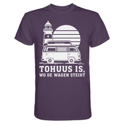 Tohuus is, wo de Wagen steiht – Herren Shirt für Camper und Küstenfans