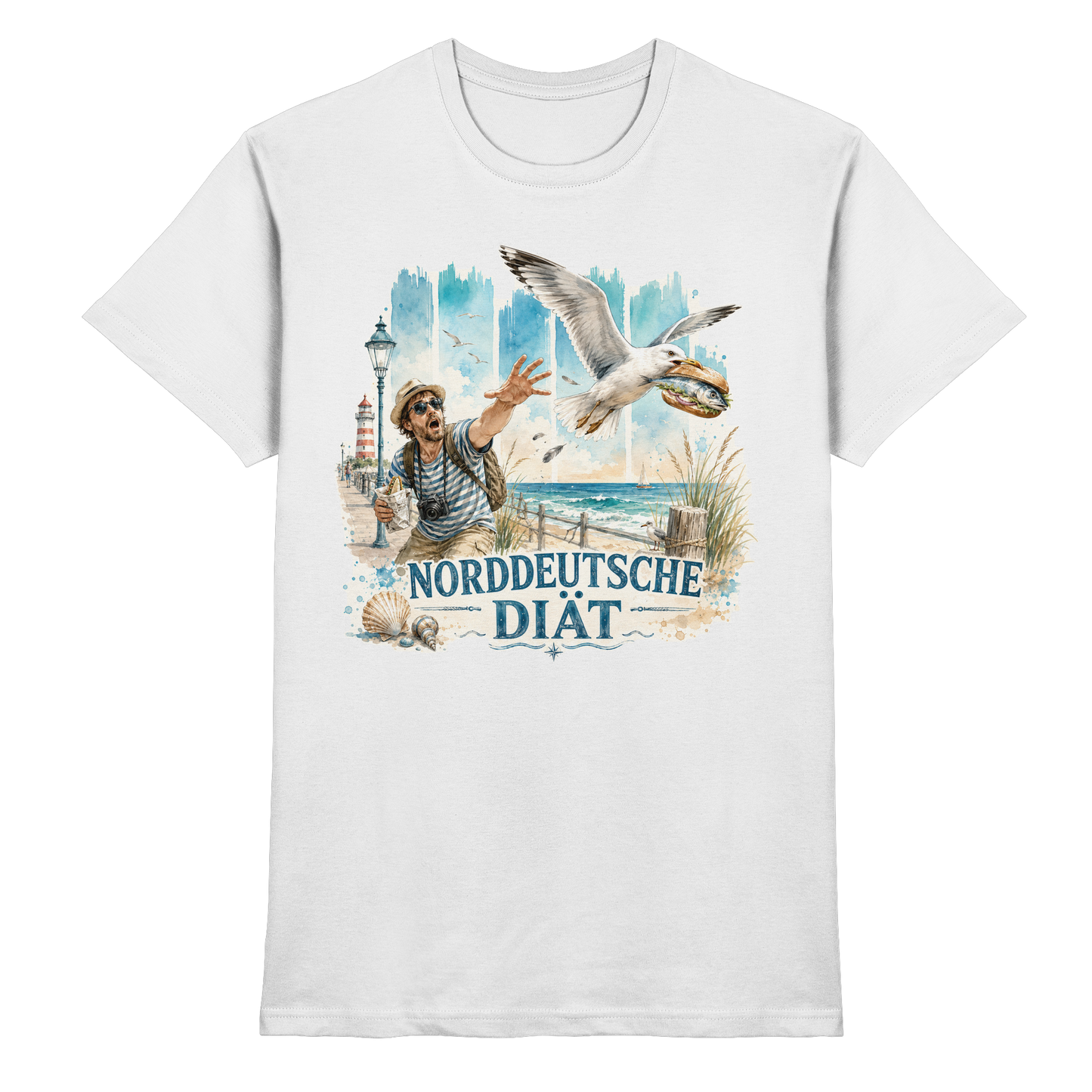 Norddeutsche Diät – Herren Shirt für Fischbrötchen-Fans mit Humor