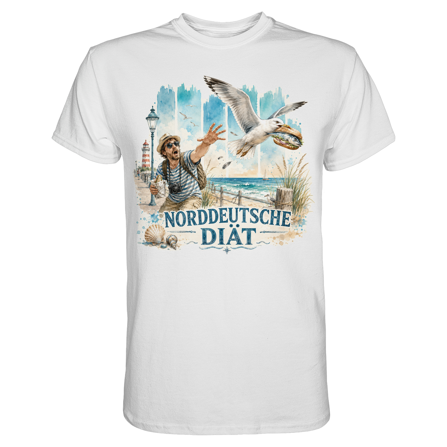Norddeutsche Diät – Herren Shirt für Fischbrötchen-Fans mit Humor
