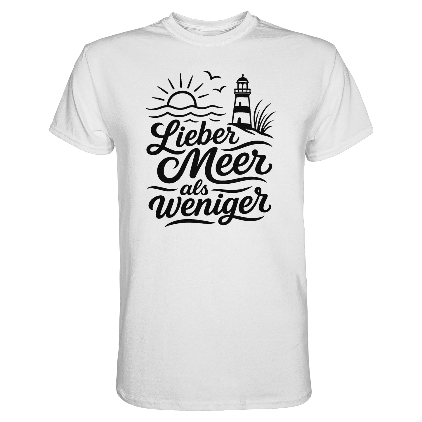 Maritimes Baumwoll T-Shirt - Lieber Meer als weniger - für alle Küstenkinder