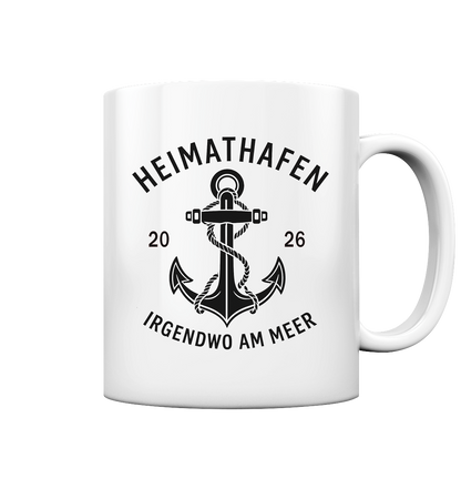 Keramiktasse von Küstenschnack – Volle Kraft voraus mit dem Hochglanz-Pott