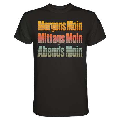 Moin kennt keine Uhrzeit – Retro-Shirt mit norddeutschem Humor