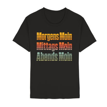 Moin kennt keine Uhrzeit – Retro-Shirt mit norddeutschem Humor