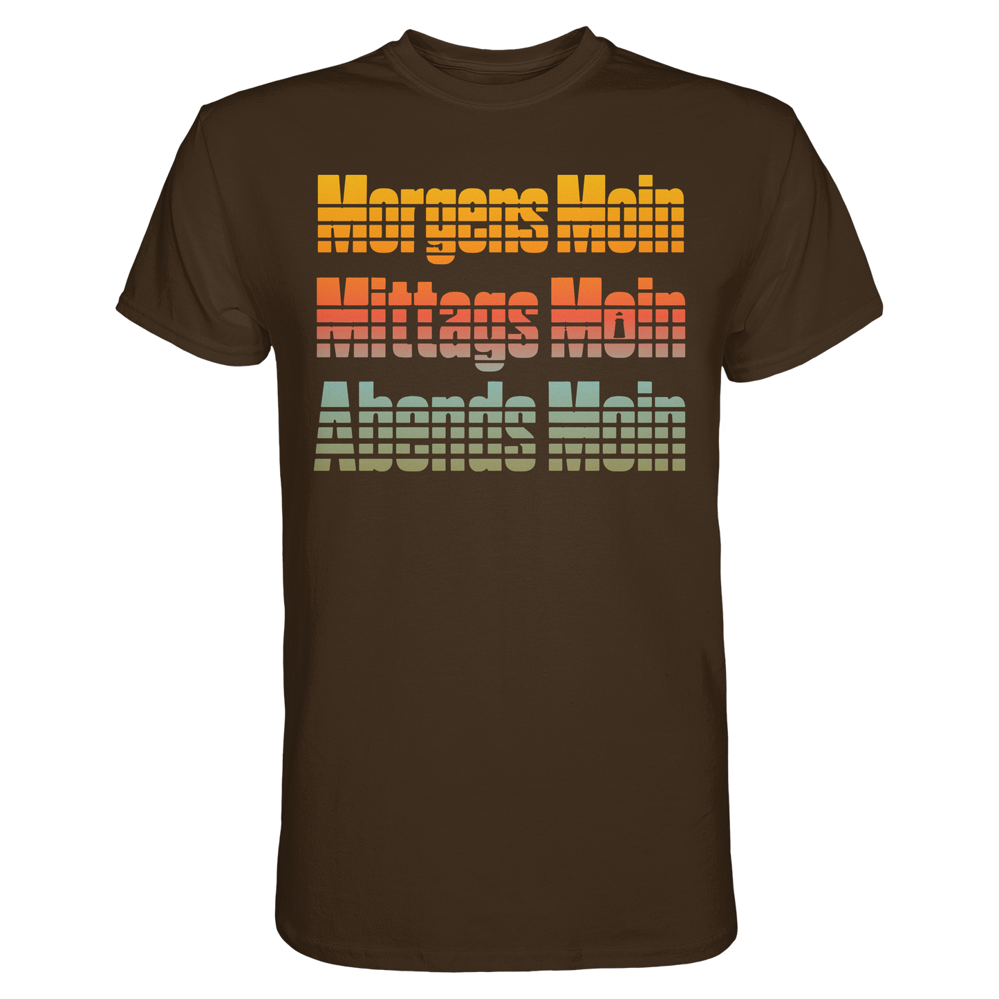 Moin kennt keine Uhrzeit – Retro-Shirt mit norddeutschem Humor