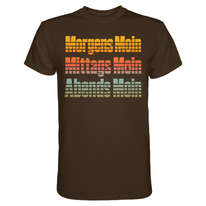 Moin kennt keine Uhrzeit – Retro-Shirt mit norddeutschem Humor
