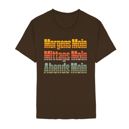 Moin kennt keine Uhrzeit – Retro-Shirt mit norddeutschem Humor