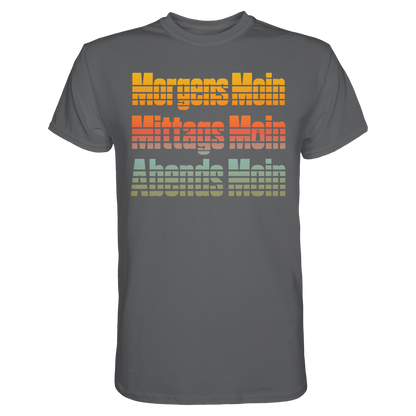 Moin kennt keine Uhrzeit – Retro-Shirt mit norddeutschem Humor