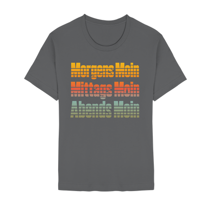 Moin kennt keine Uhrzeit – Retro-Shirt mit norddeutschem Humor