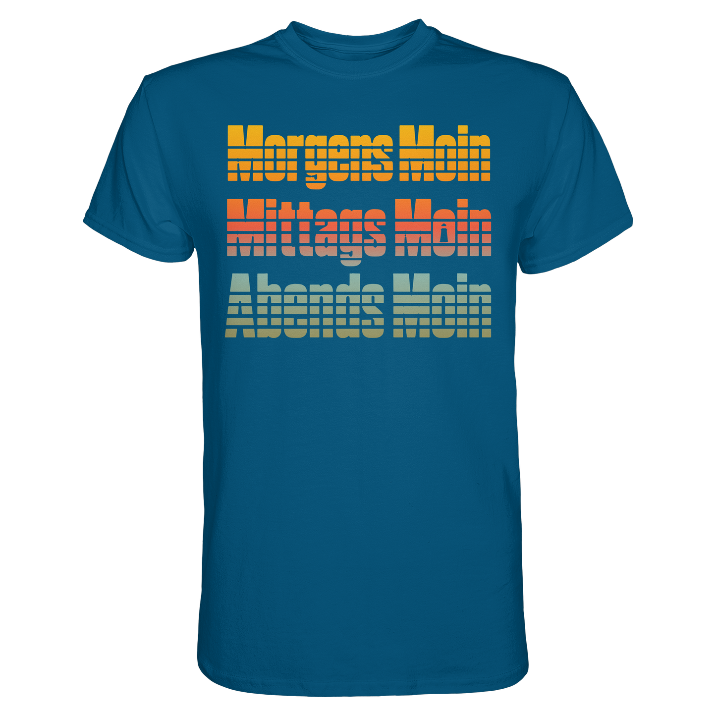 Moin kennt keine Uhrzeit – Retro-Shirt mit norddeutschem Humor