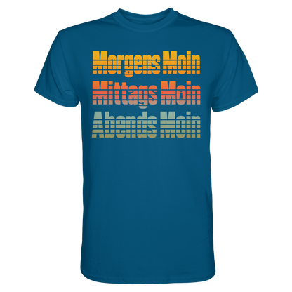 Moin kennt keine Uhrzeit – Retro-Shirt mit norddeutschem Humor
