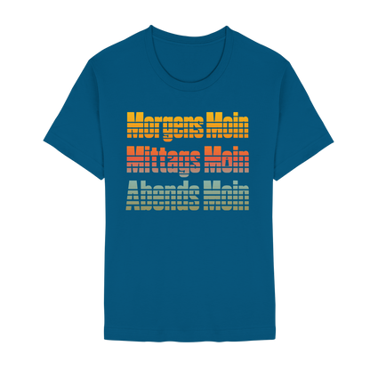 Moin kennt keine Uhrzeit – Retro-Shirt mit norddeutschem Humor