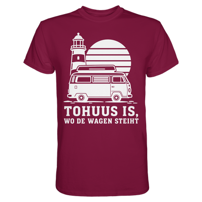 Tohuus is, wo de Wagen steiht – Damen Shirt für Camperinnen und Küstenfans