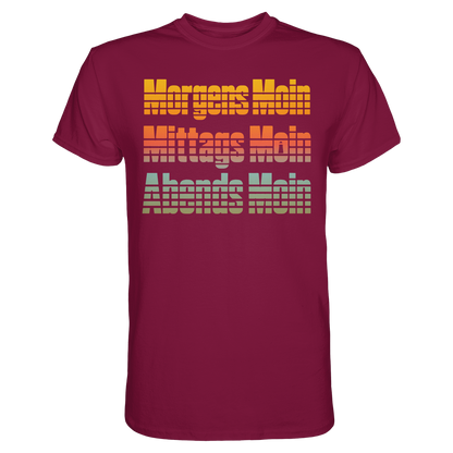 Moin kennt keine Uhrzeit – Retro-Shirt mit norddeutschem Humor