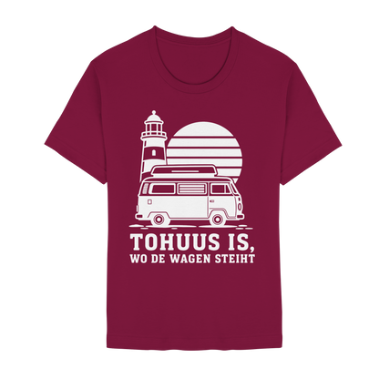 Tohuus is, wo de Wagen steiht – Damen Shirt für Camperinnen und Küstenfans