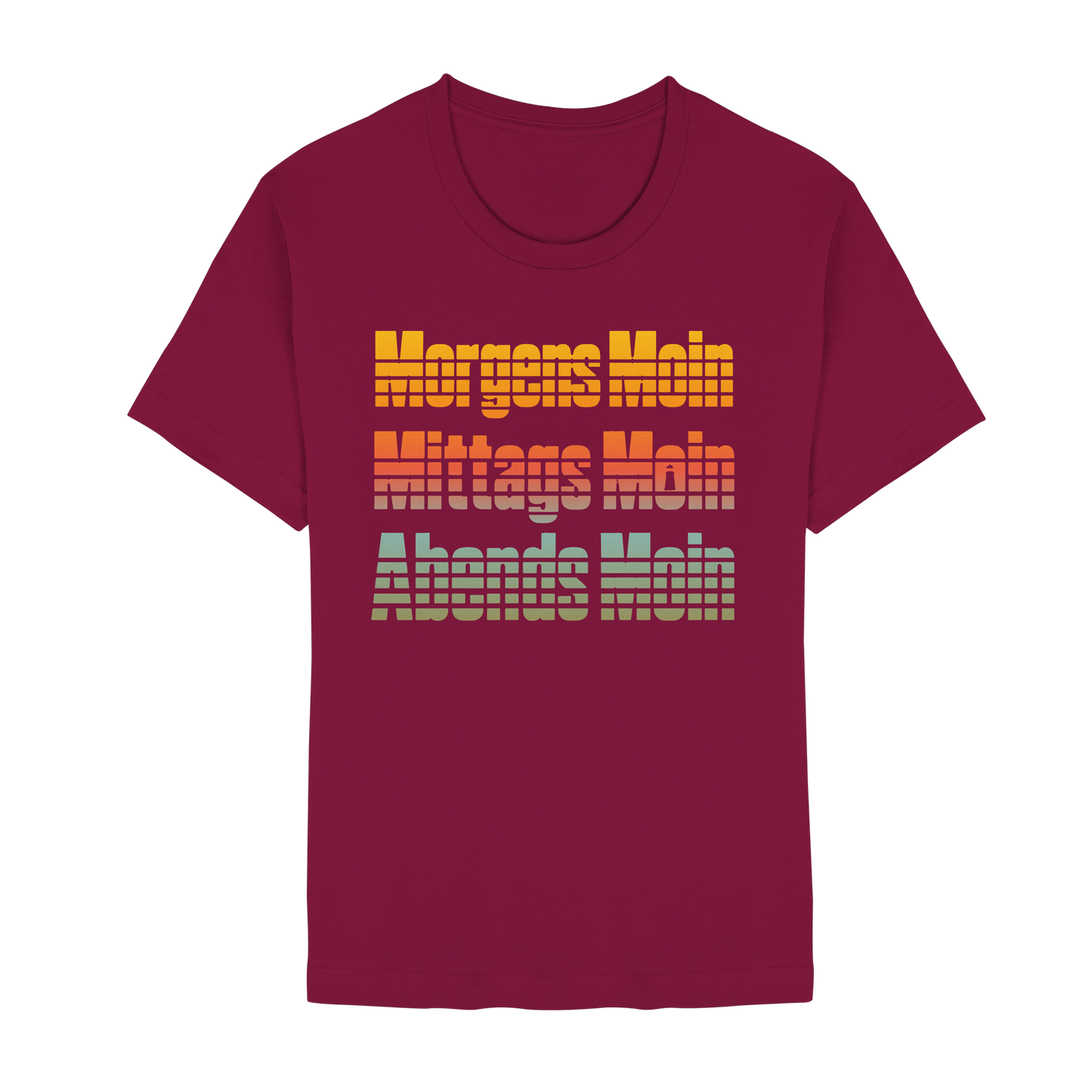Moin kennt keine Uhrzeit – Retro-Shirt mit norddeutschem Humor