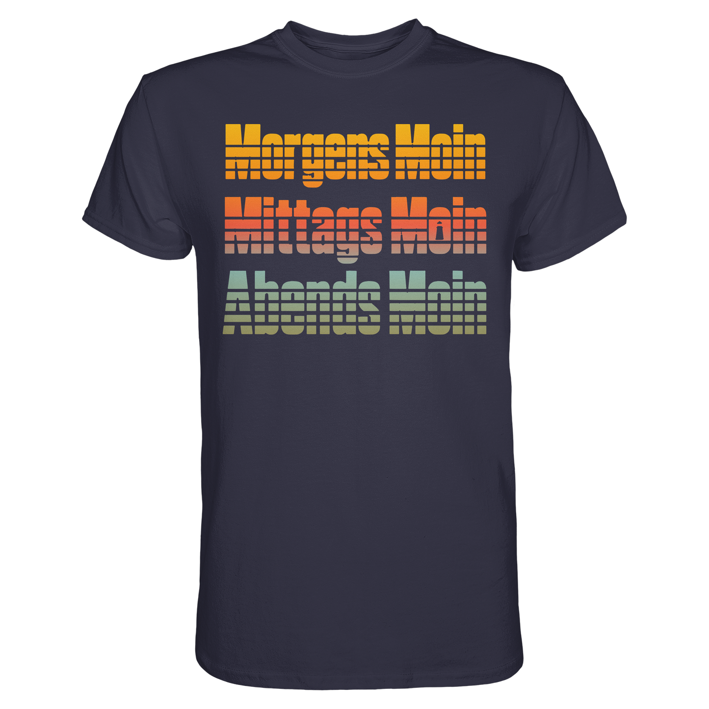Moin kennt keine Uhrzeit – Retro-Shirt mit norddeutschem Humor