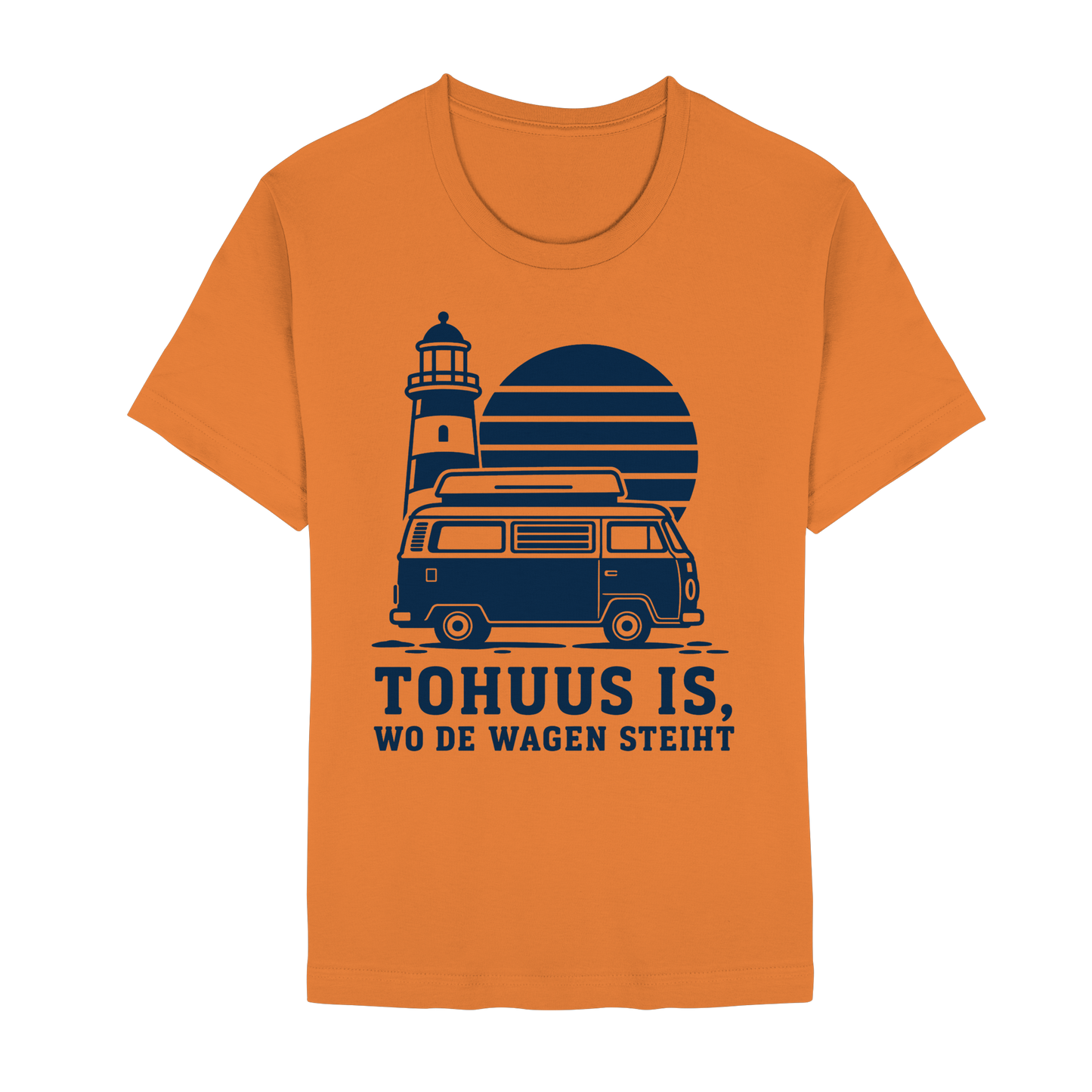 Tohuus is wo de Wagen steiht - tailliertes T-Shirt mit blauem Druck