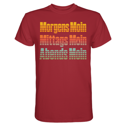 Moin kennt keine Uhrzeit – Retro-Shirt mit norddeutschem Humor