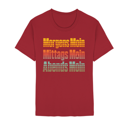 Moin kennt keine Uhrzeit – Retro-Shirt mit norddeutschem Humor