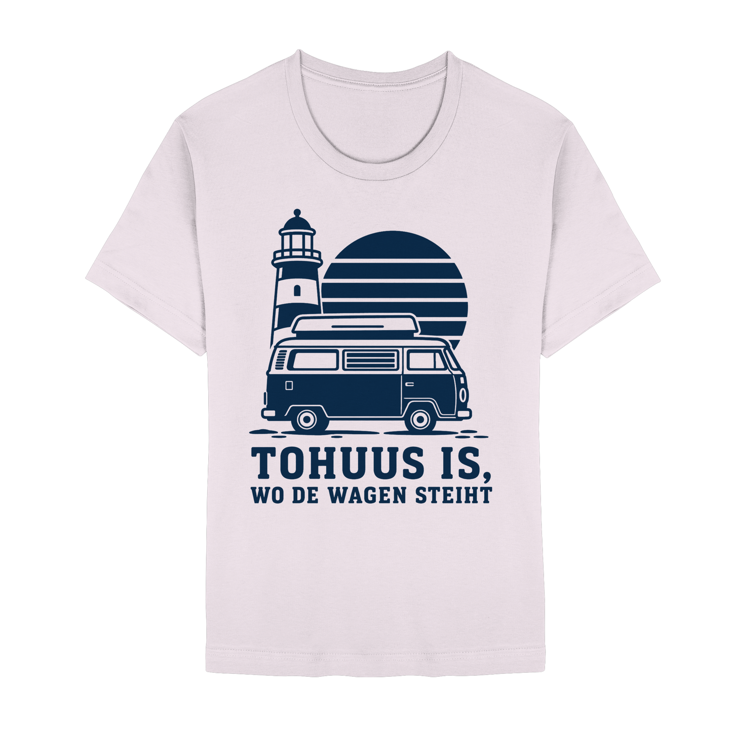 Tohuus is wo de Wagen steiht - tailliertes T-Shirt mit blauem Druck
