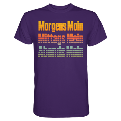 Moin kennt keine Uhrzeit – Retro-Shirt mit norddeutschem Humor