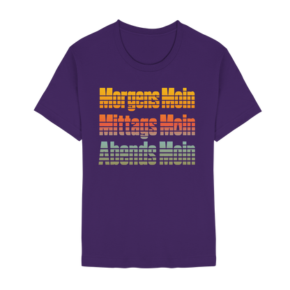 Moin kennt keine Uhrzeit – Retro-Shirt mit norddeutschem Humor