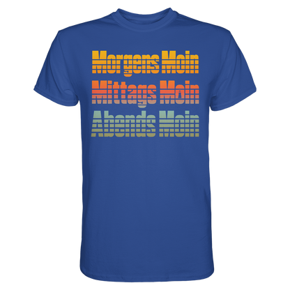 Moin kennt keine Uhrzeit – Retro-Shirt mit norddeutschem Humor