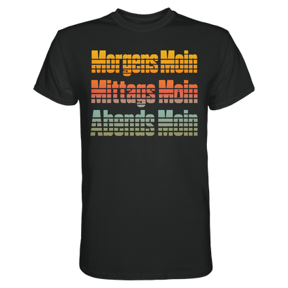 Moin kennt keine Uhrzeit – Retro-Shirt mit norddeutschem Humor