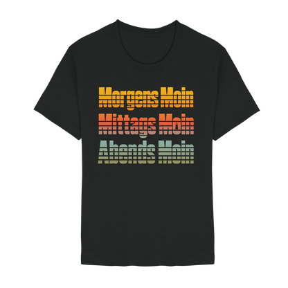 Moin kennt keine Uhrzeit – Retro-Shirt mit norddeutschem Humor